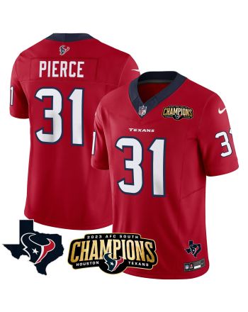 Dameon Pierce 31 Houston Texans 2023 AFC South Champions Patch Game Men Jersey - Red