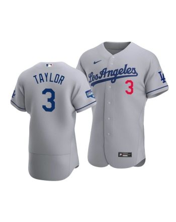 Men's Los Angeles Dodgers Chris Taylor 3 2020 World Series Champions Road Jersey Gray