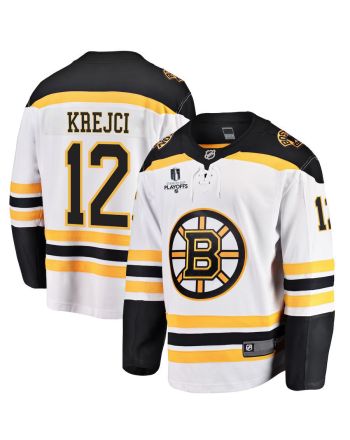 David Krejci 12 Boston Bruins Stanley Cup 2023 Playoffs Patch Away Breakaway Men Jersey - White