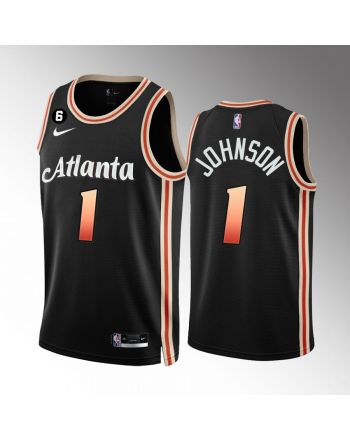 Atlanta Hawks Jalen Johnson 1 2022-23 City Edition Black Men Jersey NO.6 Patch