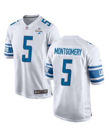 David Montgomery 5 Detroit Lions 2023 Playoffs Patch Game Men Jersey - White