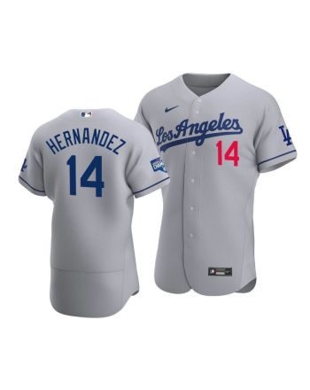 Men's Los Angeles Dodgers Enrique Hernandez 14 2020 World Series Champions Road Jersey Gray