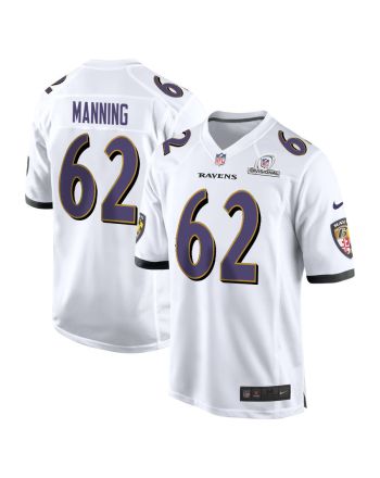 Tashawn Manning 62 Baltimore Ravens 2024 Divisional Patch Game Men Jersey - White