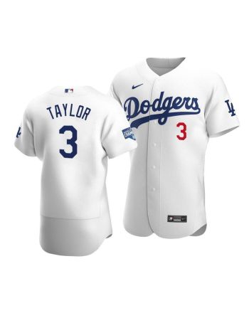 Men's Los Angeles Dodgers Chris Taylor 3 2020 World Series Champions Home Jersey White