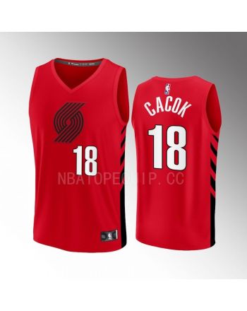 Portland Trail Blazers 18 Devontae Cacok Statement Edition Men Jersey 2022-23 Fast Break Player Red