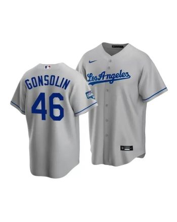 Men's Los Angeles Dodgers Tony Gonsolin 46 2020 World Series Champions Gray Road Jersey