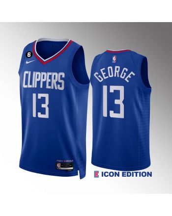 Paul George 13 2022-23 LA Clippers Royal Icon Edition Jersey NO.6 Patch