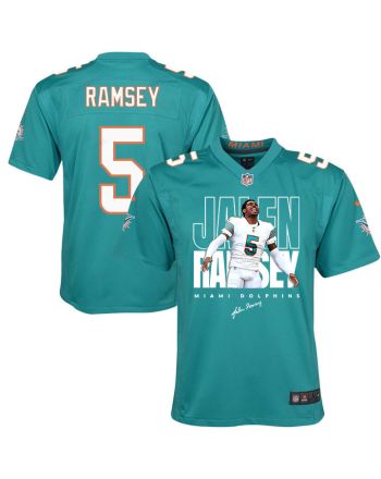 Jalen Ramsey 5 Signed Miami Dolphins Game YOUTH Jersey - Aqua