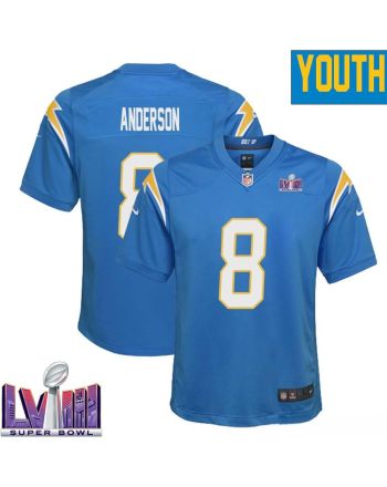 Gary Anderson 8 Los Angeles Chargers Super Bowl LVIII YOUTH Home Game Jersey - Powder Blue