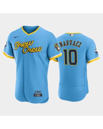 Omar Narvaez 10 2022-23 City Connect Milwaukee Brewers Jersey - Powder Blue