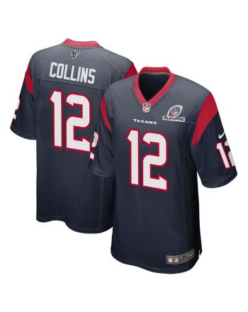 Nico Collins 12 Houston Texans 2023 Playoffs Patch Game Men Jersey - Navy