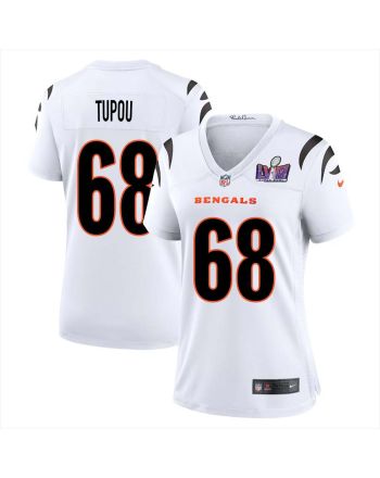 Josh Tupou 68 Cincinnati Bengals Super Bowl LVIII Women Away Limited Jersey - White