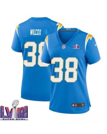 Chris Wilcox 38 Los Angeles Chargers Super Bowl LVIII Women Home Game Jersey - Powder Blue