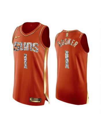 Devin Booker 1 Orange Phoenix Suns 2022 NBA Playoffs Jersey Diamond Edition