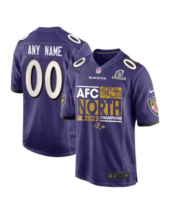 Baltimore Ravens 2023 AFC North Champions Game Men Custom Jersey - Purple