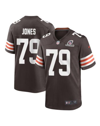 Dawand Jones 79 Cleveland Browns 2023 Playoffs Patch Game Men Jersey - Brown