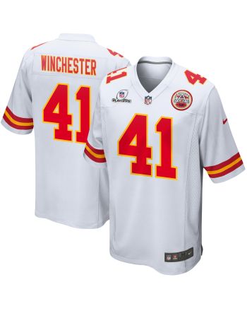 James Winchester 41 Kansas City Chiefs 2023 Playoffs Patch Game Men Jersey - White