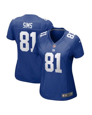 Cam Sims 81 New York Giants Women Team Game Jersey - Royal