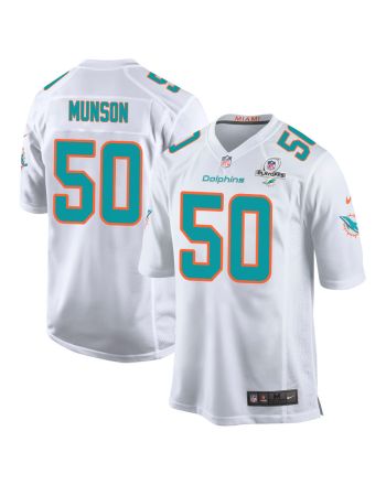 Calvin Munson 50 Miami Dolphins 2023 Playoffs Patch Game Men Jersey - White