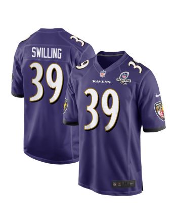 Tre Swilling 39 Baltimore Ravens 2023 Playoffs Patch Game Men Jersey - Purple