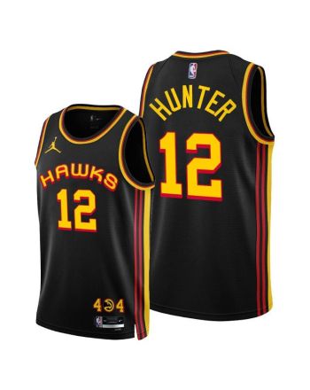 Atlanta Hawks 12 De'Andre Hunter 2022-23 Statement Edition Jersey Black - Men Jersey