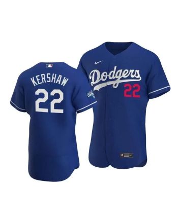 Men's Los Angeles Dodgers Clayton Kershaw 22 2020 World Series Champions Alternate Jersey Royal