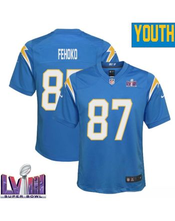 Simi Fehoko 87 Los Angeles Chargers Super Bowl LVIII YOUTH Home Game Jersey - Powder Blue