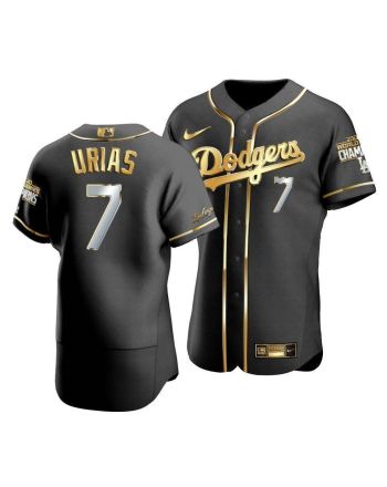 Men's Los Angeles Dodgers Julio Urias 7 2020 World Series Champions Golden Jersey Black