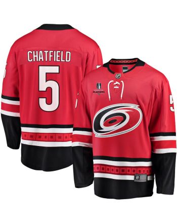 Jalen Chatfield 5 Carolina Hurricanes Stanley Cup 2023 Playoffs Patch Home Breakaway Men Jersey - Red