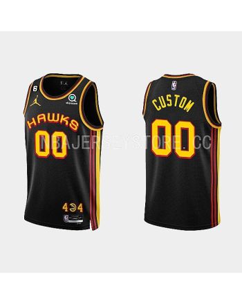 Atlanta Hawks Custom 00 Black 2022-23 Statement Edition Men Jersey