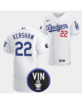 Los Angeles Dodgers Honor Vin Scully Clayton Kershaw Commemorative patch Jersey White