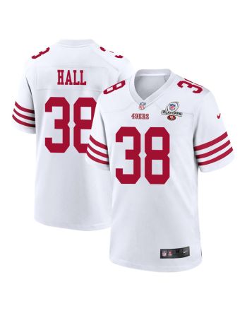 Kemon Hall 38 San Francisco 49ers 2023 Playoffs Patch Game Men Jersey - White