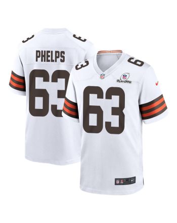 Lonnie Phelps 63 Cleveland Browns 2023 Playoffs Patch Game Men Jersey - White