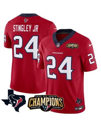 Derek Stingley Jr. 24 Houston Texans 2023 AFC South Champions Patch Game Men Jersey - Red