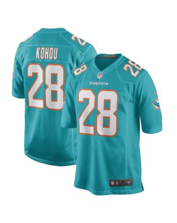 Kader Kohou 28 Miami Dolphins Men Game Jersey - Aqua