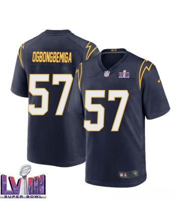 Amen Ogbongbemiga 57 Los Angeles Chargers Super Bowl LVIII Men Alternate Game Jersey - Navy