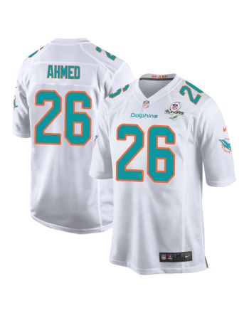 Salvon Ahmed 26 Miami Dolphins 2023 Playoffs Patch Game Men Jersey - White