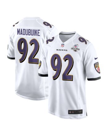 Justin Madubuike 92 Baltimore Ravens 2023 Playoffs Patch Game Men Jersey - White