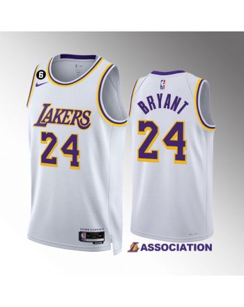 Los Angeles Lakers 2022-23 Kobe Bryant 24 Association Edition White Jersey NO.6 Patch