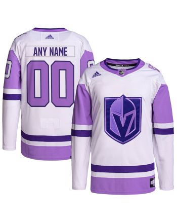 Vegas Golden Knights Hockey Fights Cancer Primegreen Custom Men Jersey - White/Purple