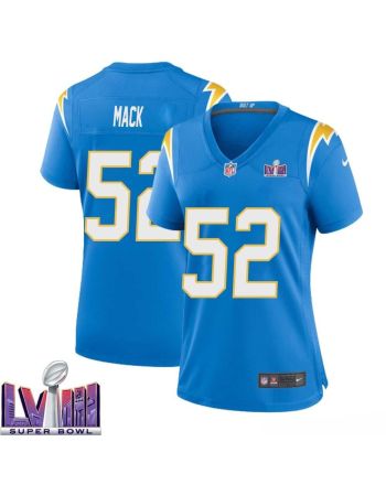 Khalil Mack 52 Los Angeles Chargers Super Bowl LVIII Women Home Game Jersey - Powder Blue