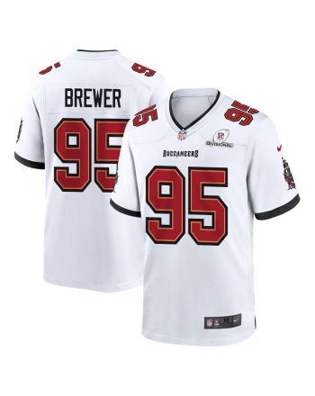 C.J. Brewer 95 Tampa Bay Buccaneers 2024 Divisional Patch Game Men Jersey - White