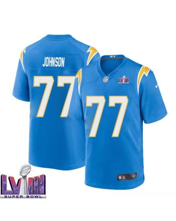 Zion Johnson 77 Los Angeles Chargers Super Bowl LVIII Men Home Game Jersey - Powder Blue