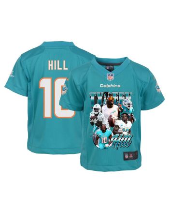 Tyreek Hill 10 Signed Miami Dolphins Cheetah Game YOUTH Jersey - Aqua