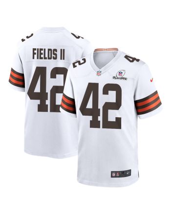 Tony Fields II 42 Cleveland Browns 2023 Playoffs Patch Game Men Jersey - White