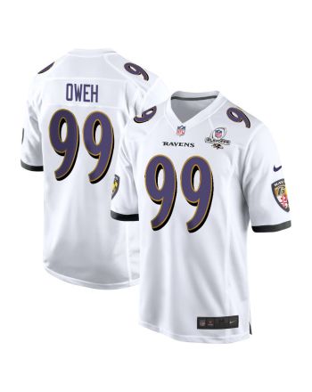 Odafe Oweh 99 Baltimore Ravens 2023 Playoffs Patch Game Men Jersey - White