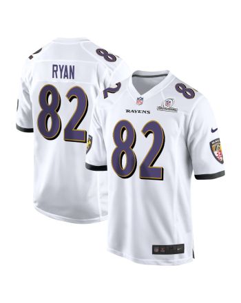 Sean Ryan 82 Baltimore Ravens 2024 Divisional Patch Game Men Jersey - White