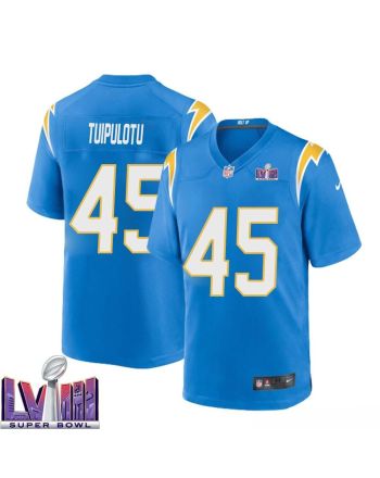 Tuli Tuipulotu 45 Los Angeles Chargers Super Bowl LVIII Men Home Game Jersey - Powder Blue