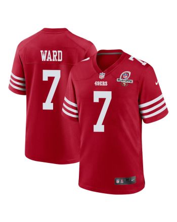 Charvarius Ward 7 San Francisco 49ers 2023 Playoffs Patch Game Men Jersey - Scarlet