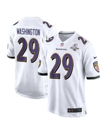 Ar'Darius Washington 29 Baltimore Ravens 2023 Playoffs Patch Game Men Jersey - White